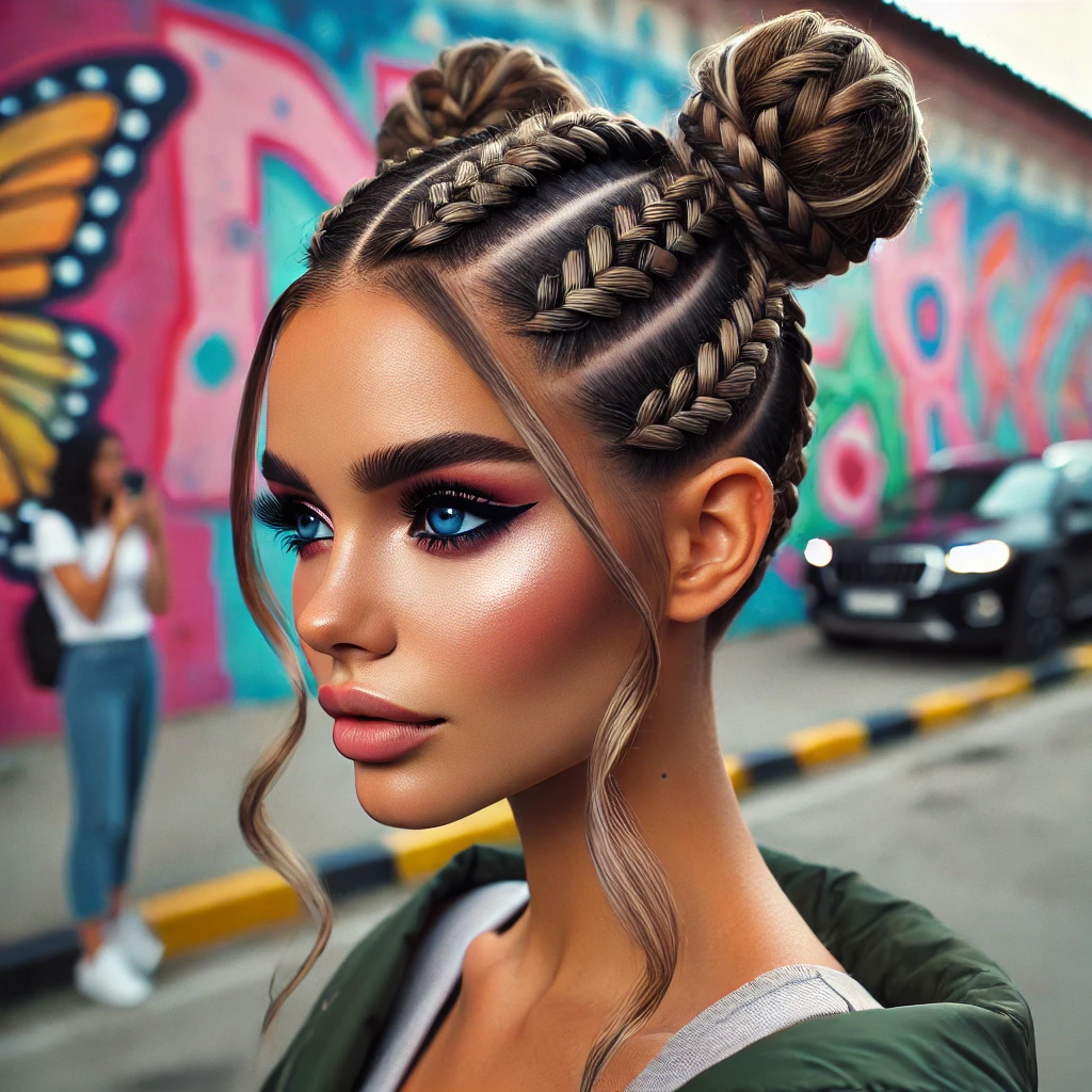 Butterfly Braids with Space Buns