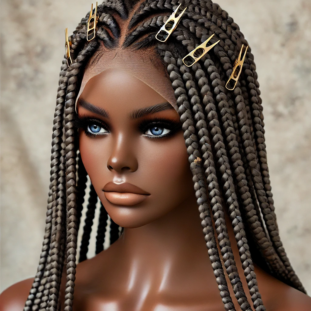 Knotless Braids with Gold Clips