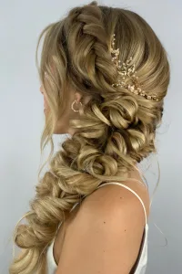 Side Swept Braids with Gold Clips