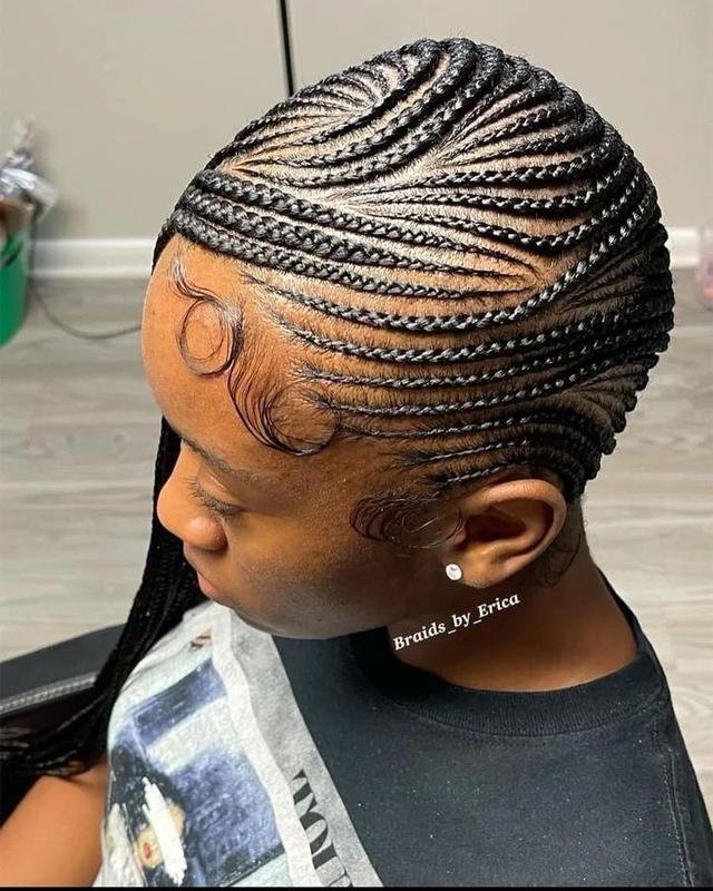 Braided Cornrows with Red Highlights