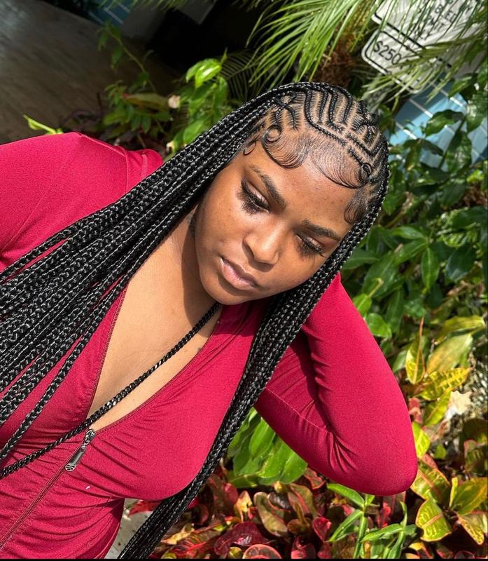 Cornrow braids with wooden beads