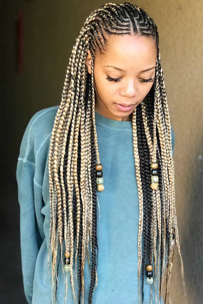 Long Box Braids with Beads