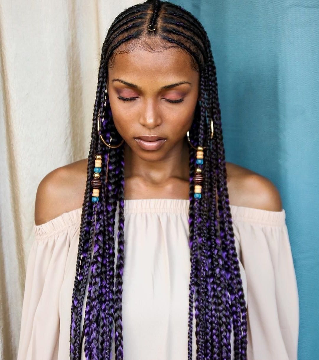 Braided High Bun with Blue Ombre